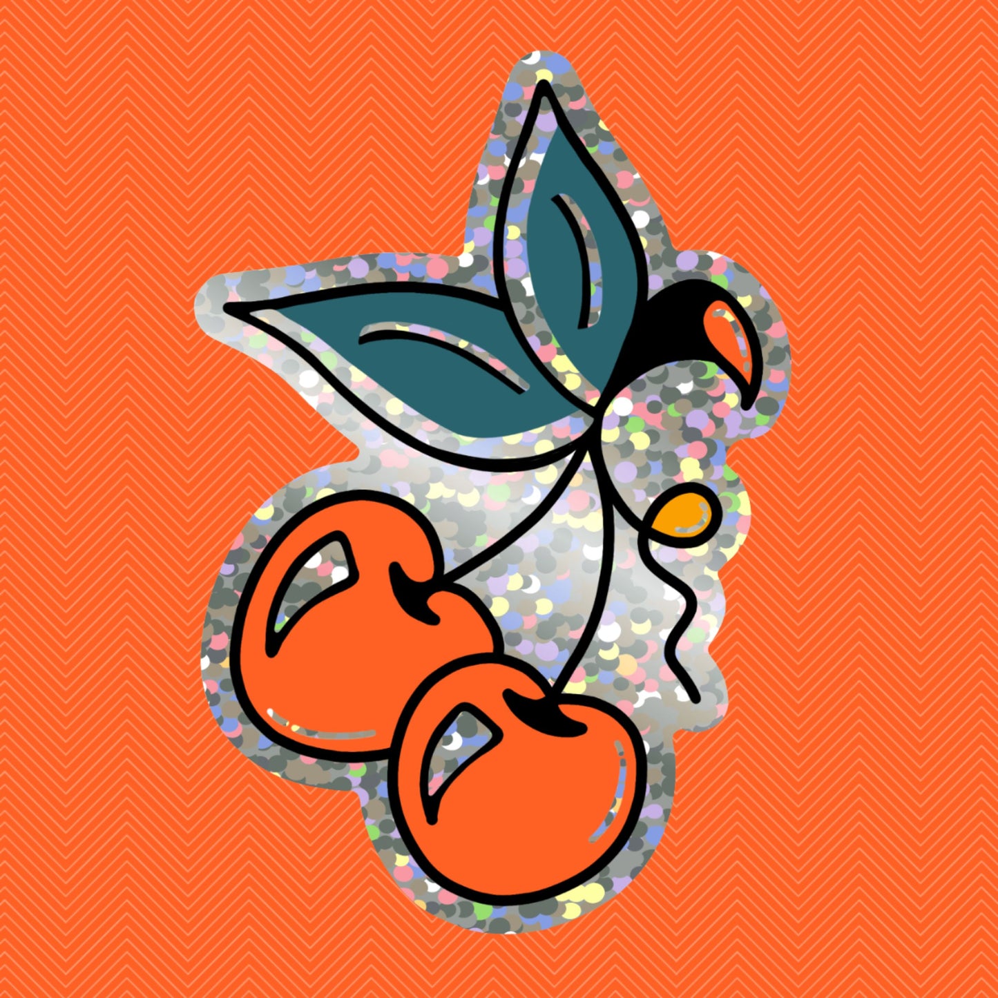 Cherry + Glitter Sticker