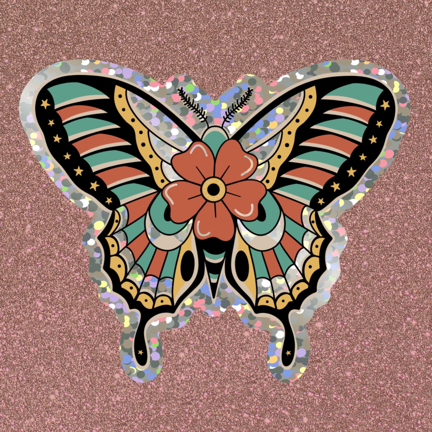 Traditional Butterfly + Glitter Sticker
