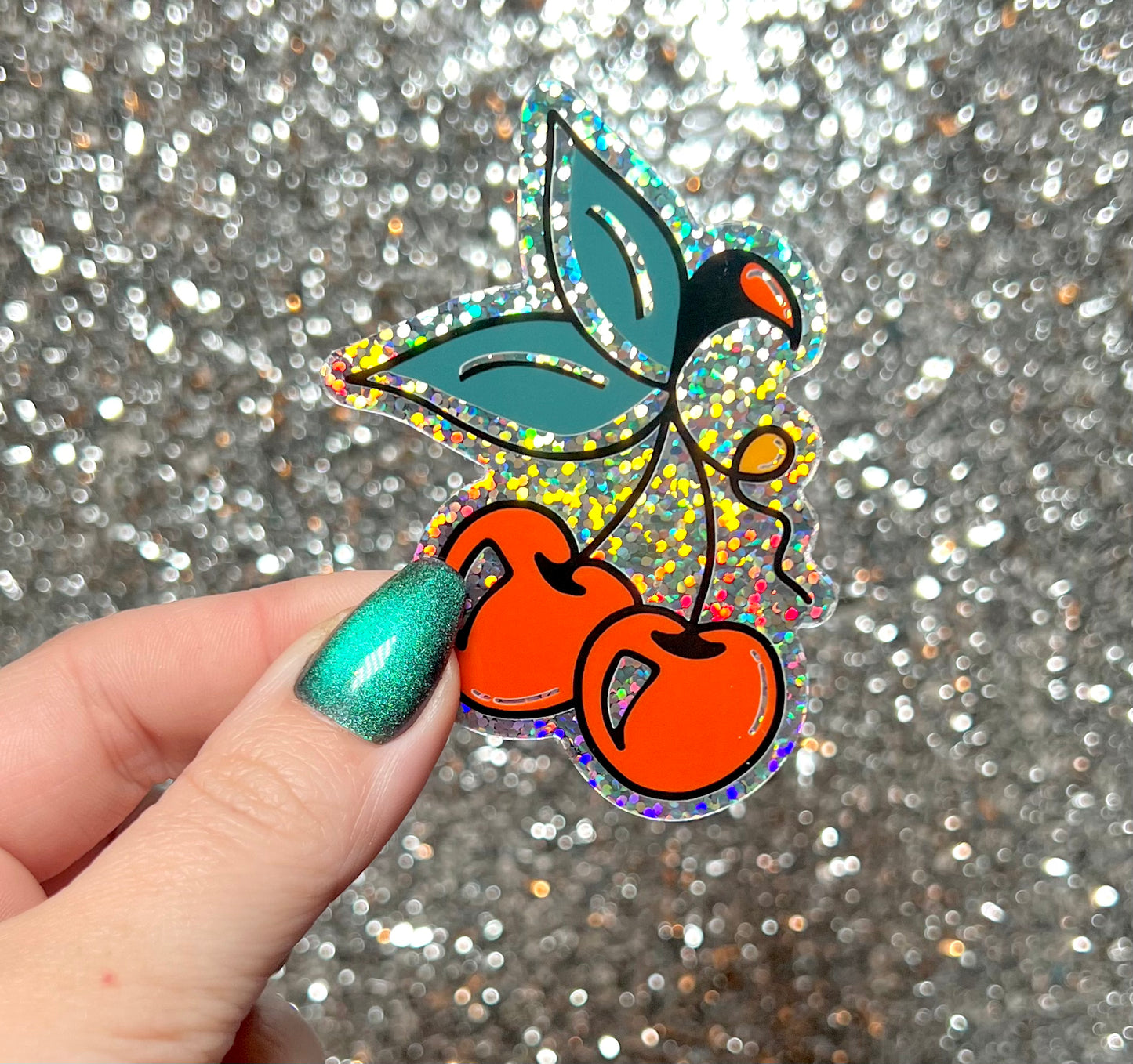 Cherry Glitter Sticker