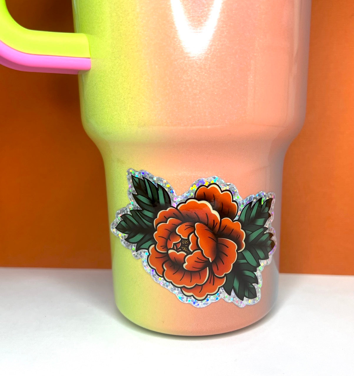 Traditional Peony + Glitter Sticker
