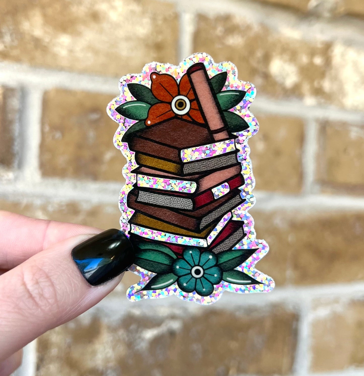 Bookish + Glitter Sticker