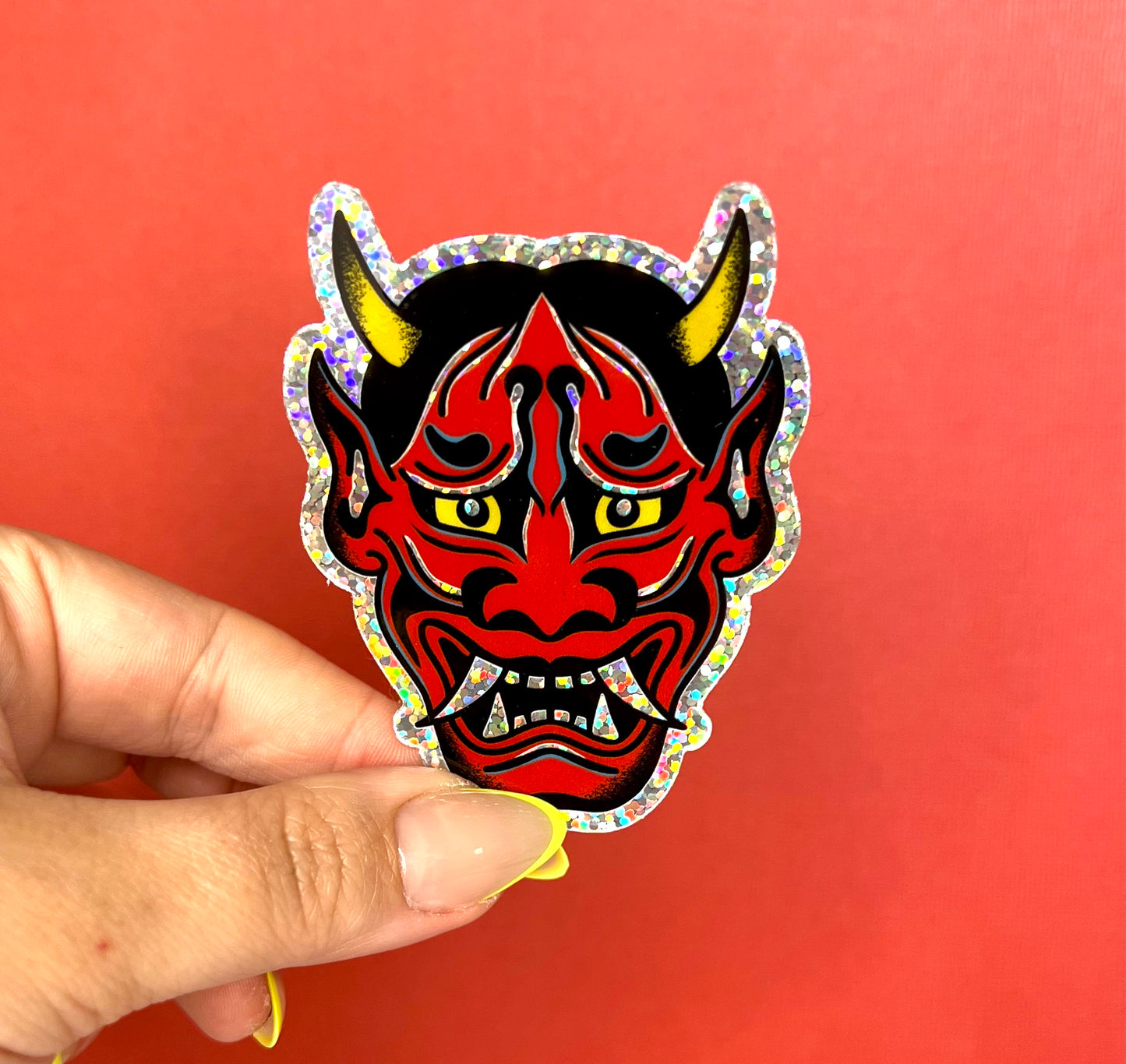 Hannya Mask + Glitter Sticker