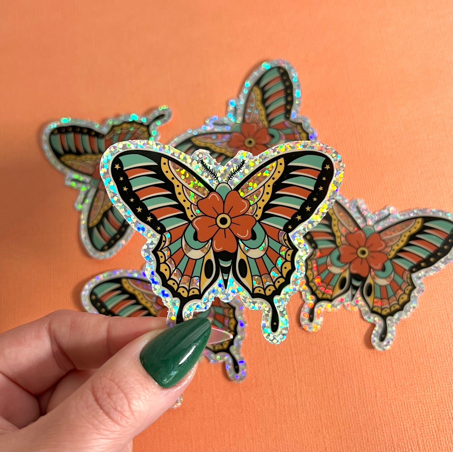 Traditional Butterfly + Glitter Sticker