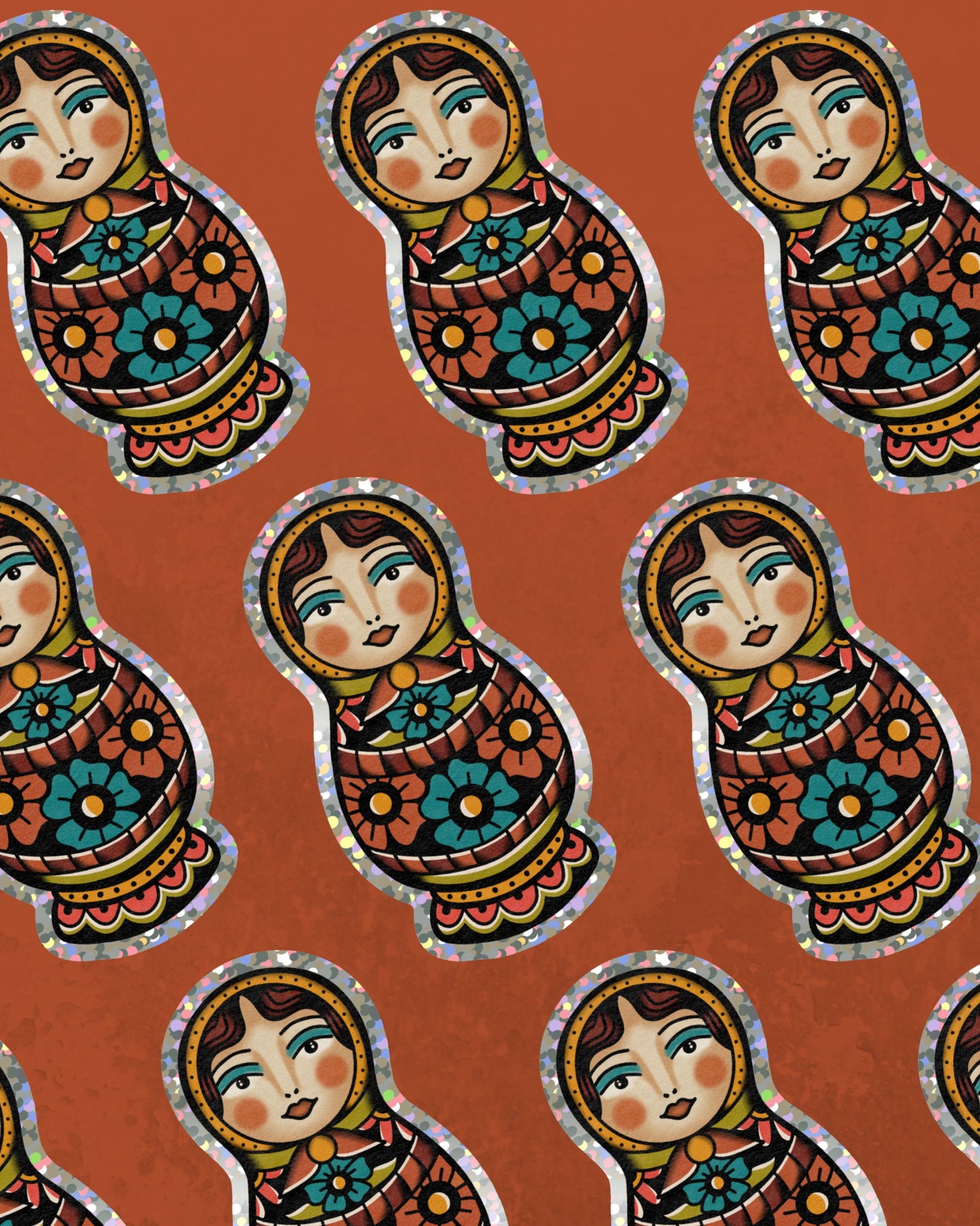 Matryoshka Doll + Glitter Sticker
