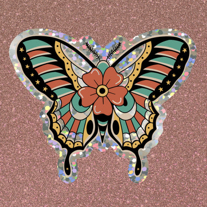 Traditional Butterfly + Glitter Sticker