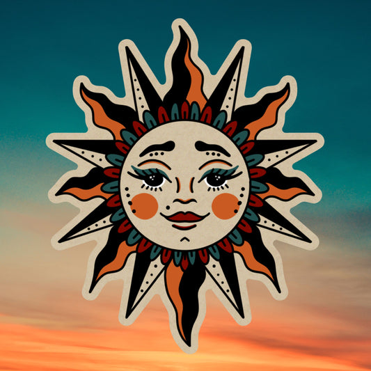 Traditional Sun + Matte Sticker