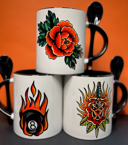 Traditional Dagger Rose Tattoo Flash Classic Mug