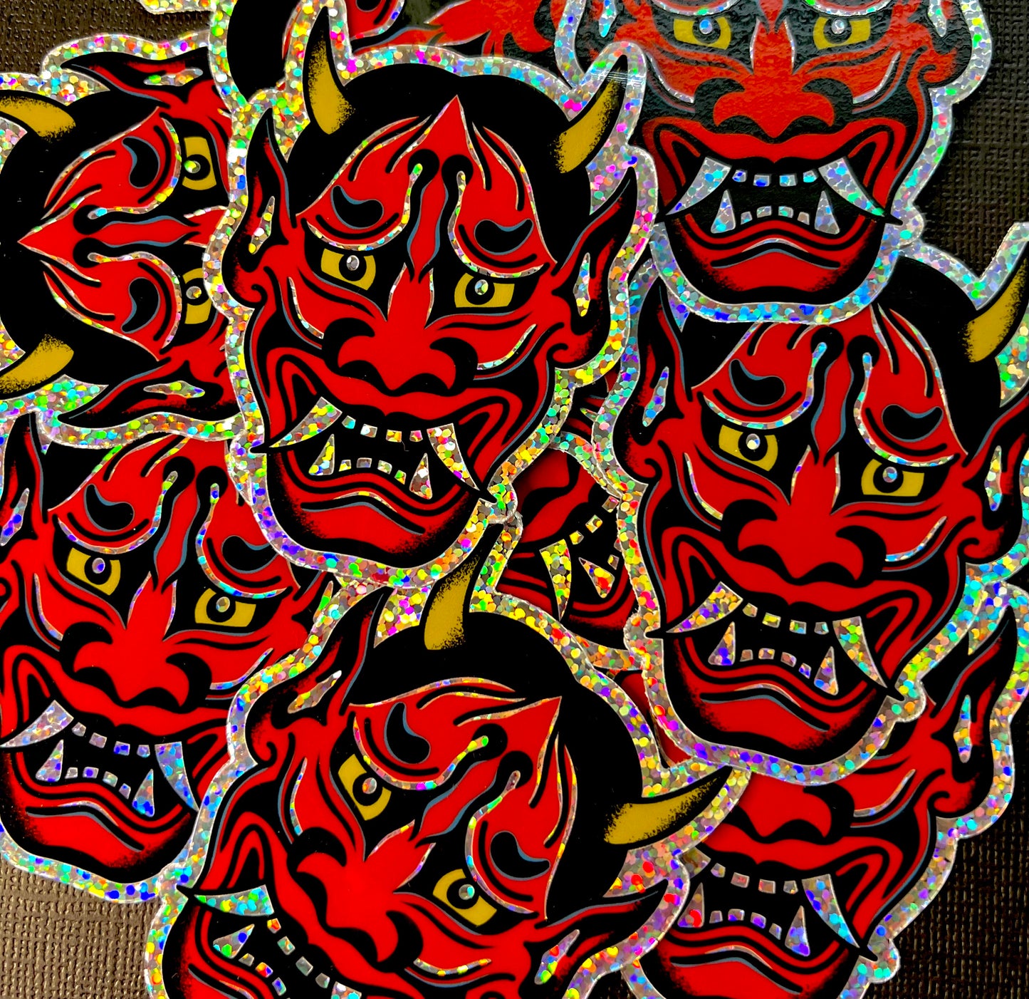 Hannya Mask Glitter Sticker