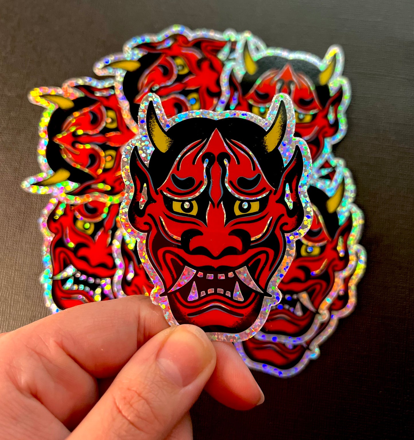 Hannya Mask Glitter Sticker