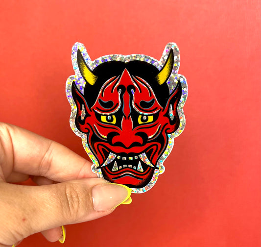 Hannya Mask Glitter Sticker