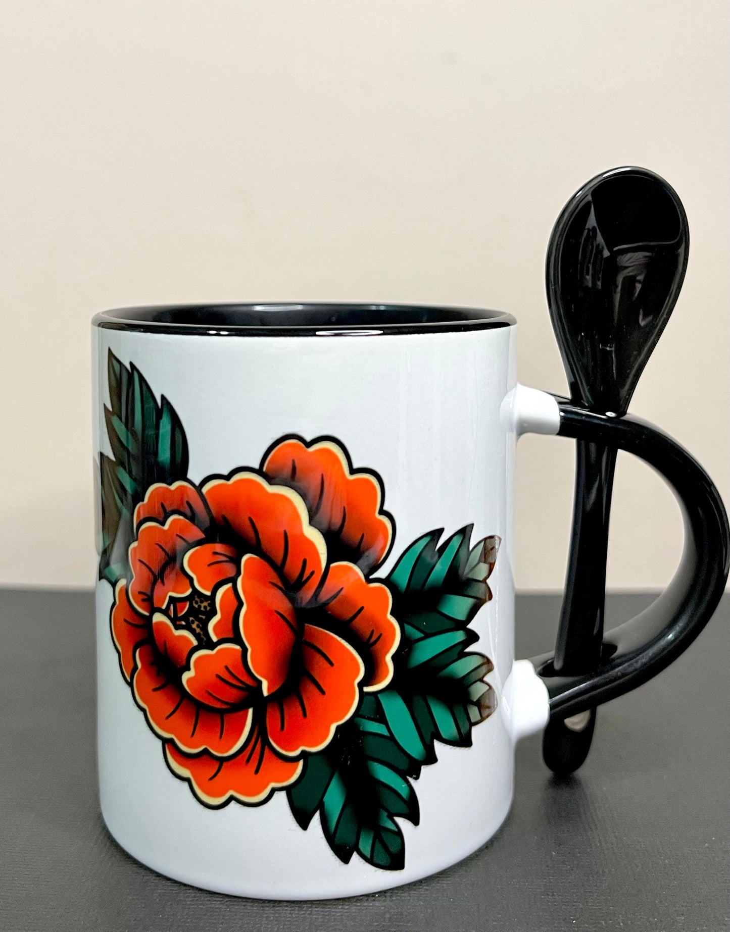 Traditional Peony Tattoo Flash Classic Mug