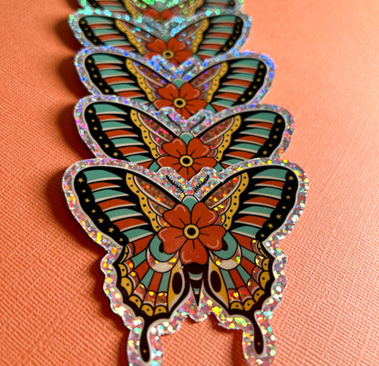 Traditional Butterfly Glitter Sticker