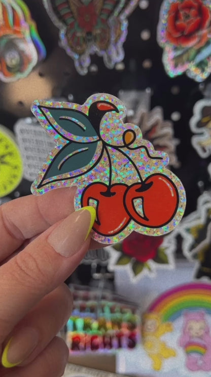 Cherry Glitter Sticker