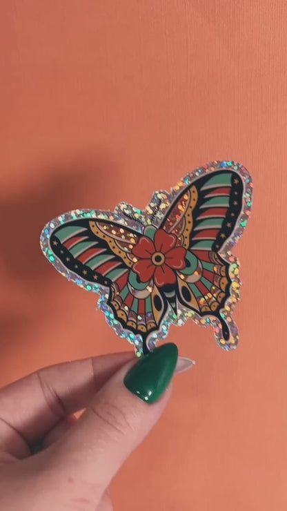 Traditional Butterfly Glitter Sticker